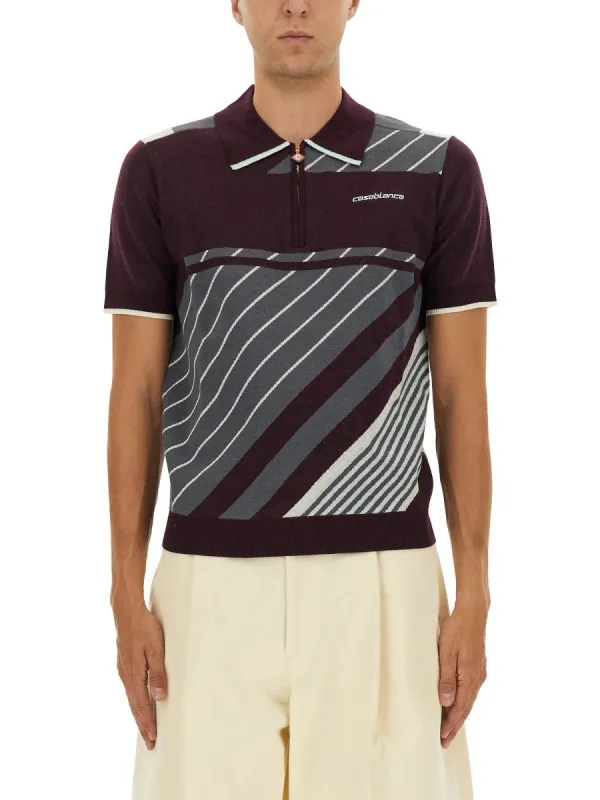 CASABLANCA "DIAGONAL" TENNIS POLO SHIRT sold by Siebentaschen