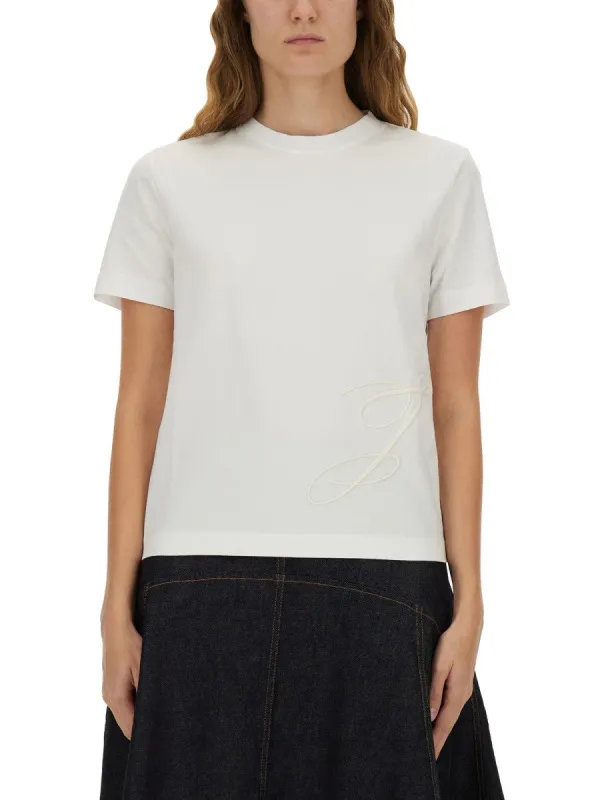 JACQUEMUS T-SHIRT WITH EMBROIDERED "J" sold by Siebentaschen