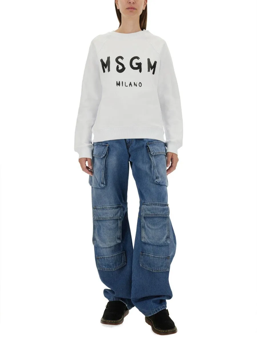 msgm SWEATSHIRT WITH BRUSHED LOGO PRINT sold by Siebentaschen product image thumbnail 2