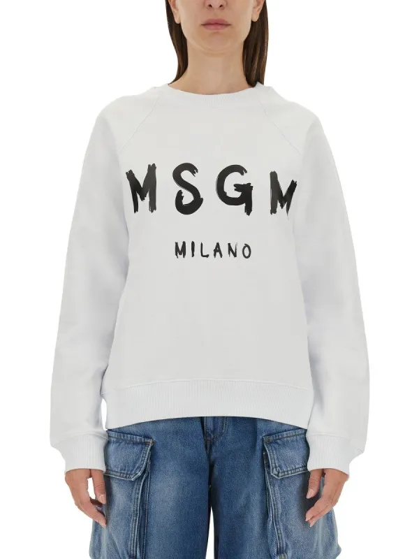 msgm SWEATSHIRT WITH BRUSHED LOGO PRINT sold by Siebentaschen
