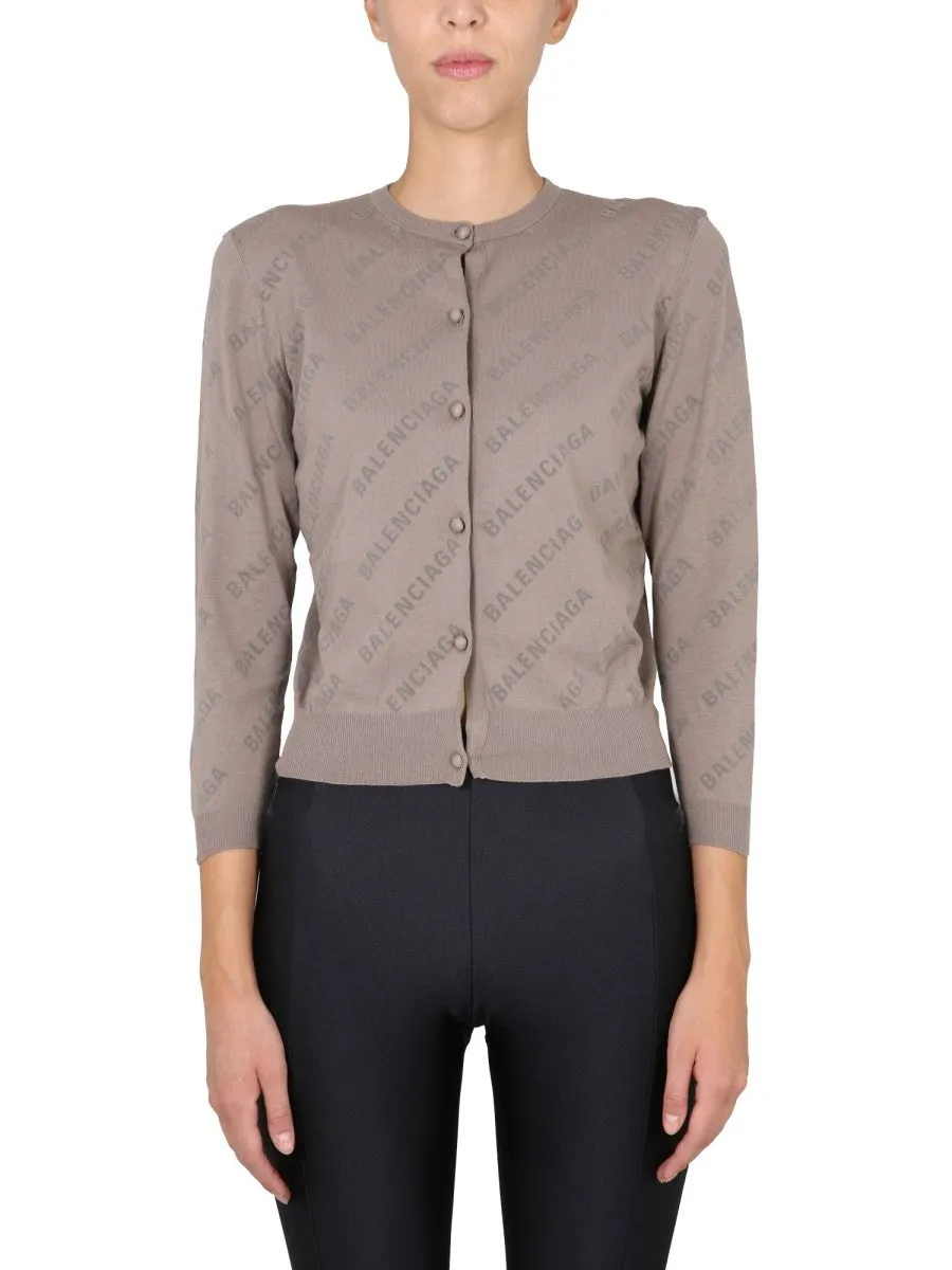 Balenciaga ALLOVER LOGO CROPPED CARDIGAN sold by Siebentaschen