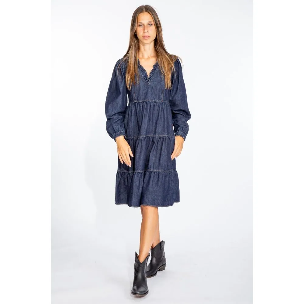 Love Moschino Denim Dress with Puff Sleeve Design sold by Siebentaschen