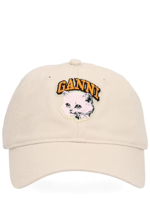 GANNI "CAT" BASEBALL HAT WITH LOGO sold by Siebentaschen