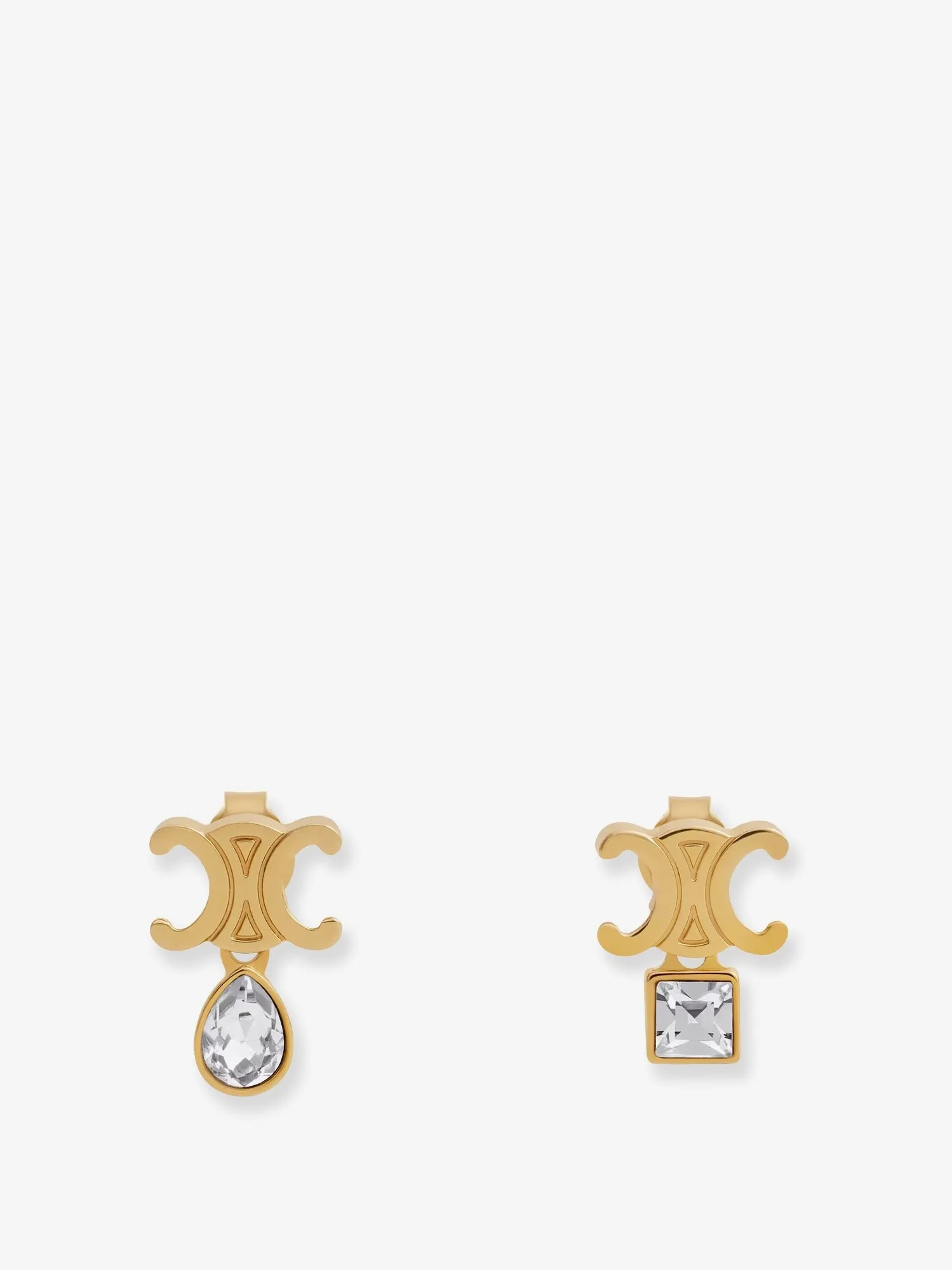 Celine Twinkle Triomphe metal earrings with rhinestones sold by Siebentaschen