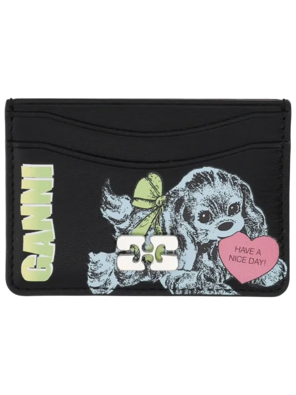 GANNI CARD HOLDER WITH LOGO AND PRINT sold by Siebentaschen
