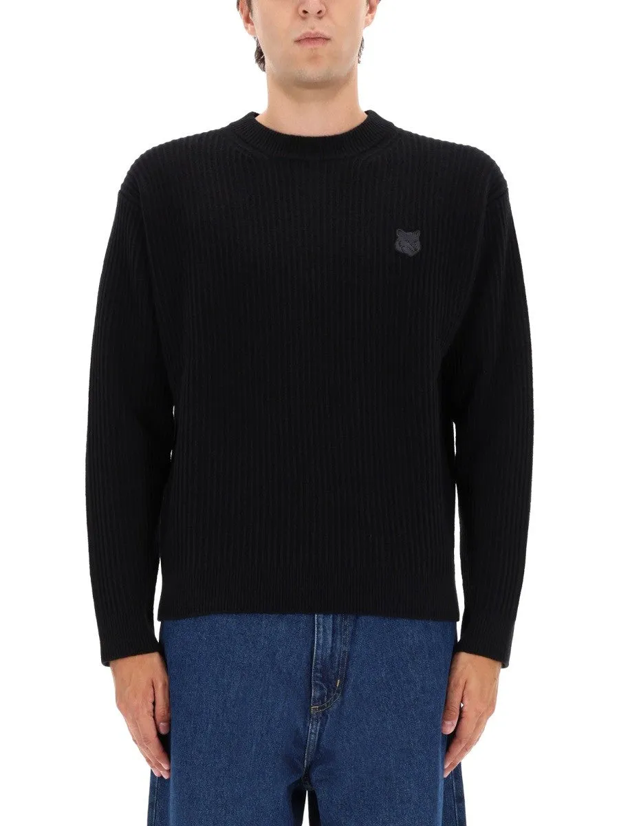 Maison Kitsune RIBBED KNIT WITH FOX PATCH sold by Siebentaschen