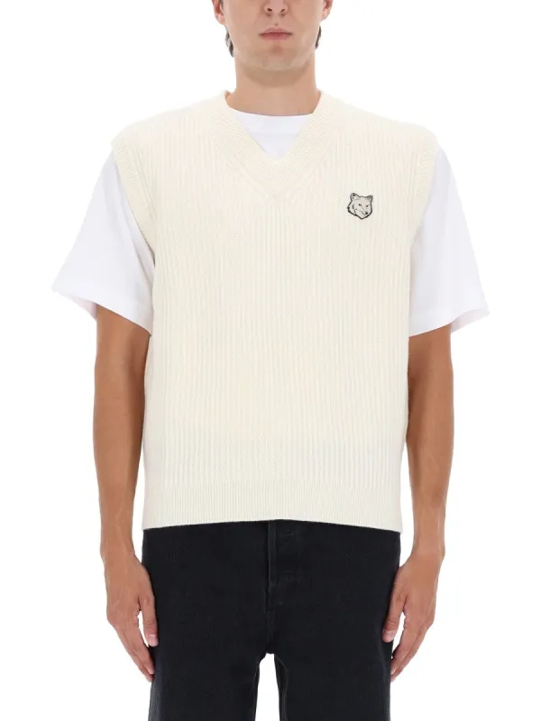Maison Kitsune RIBBED VEST WITH FOX PATCH made by MAISON KITSUNE