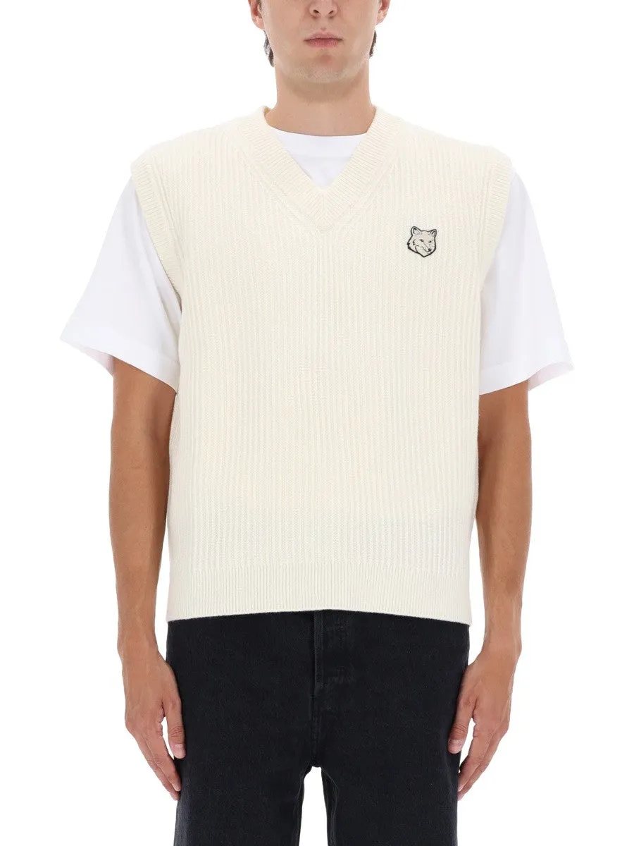 Maison Kitsune RIBBED VEST WITH FOX PATCH sold by Siebentaschen