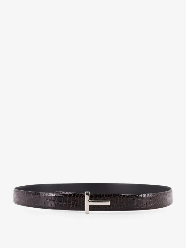 TOM FORD Reversible leather belt with crocodile-print sold by Siebentaschen