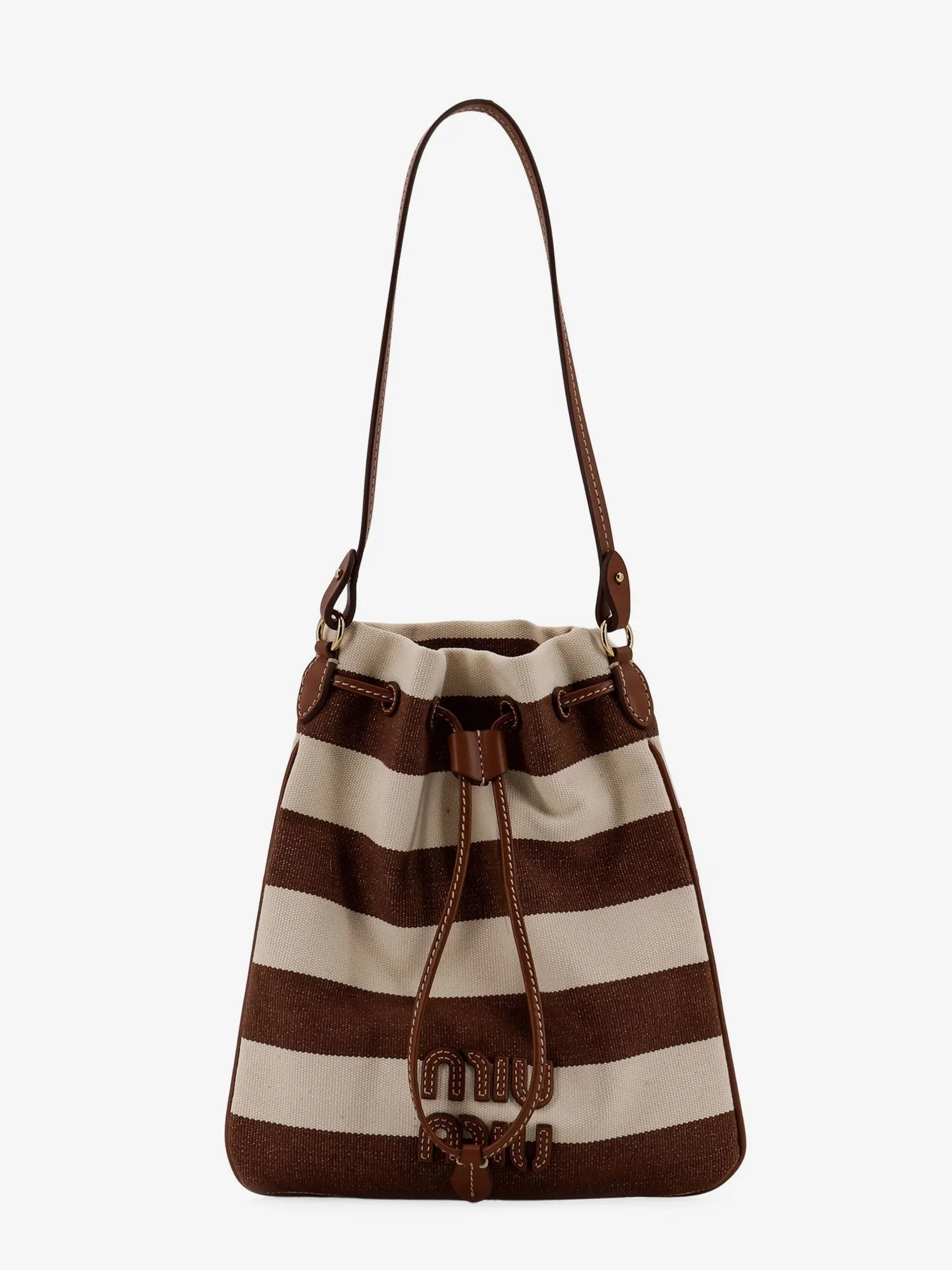 Miu Miu Canvas striped bucket bag sold by Siebentaschen