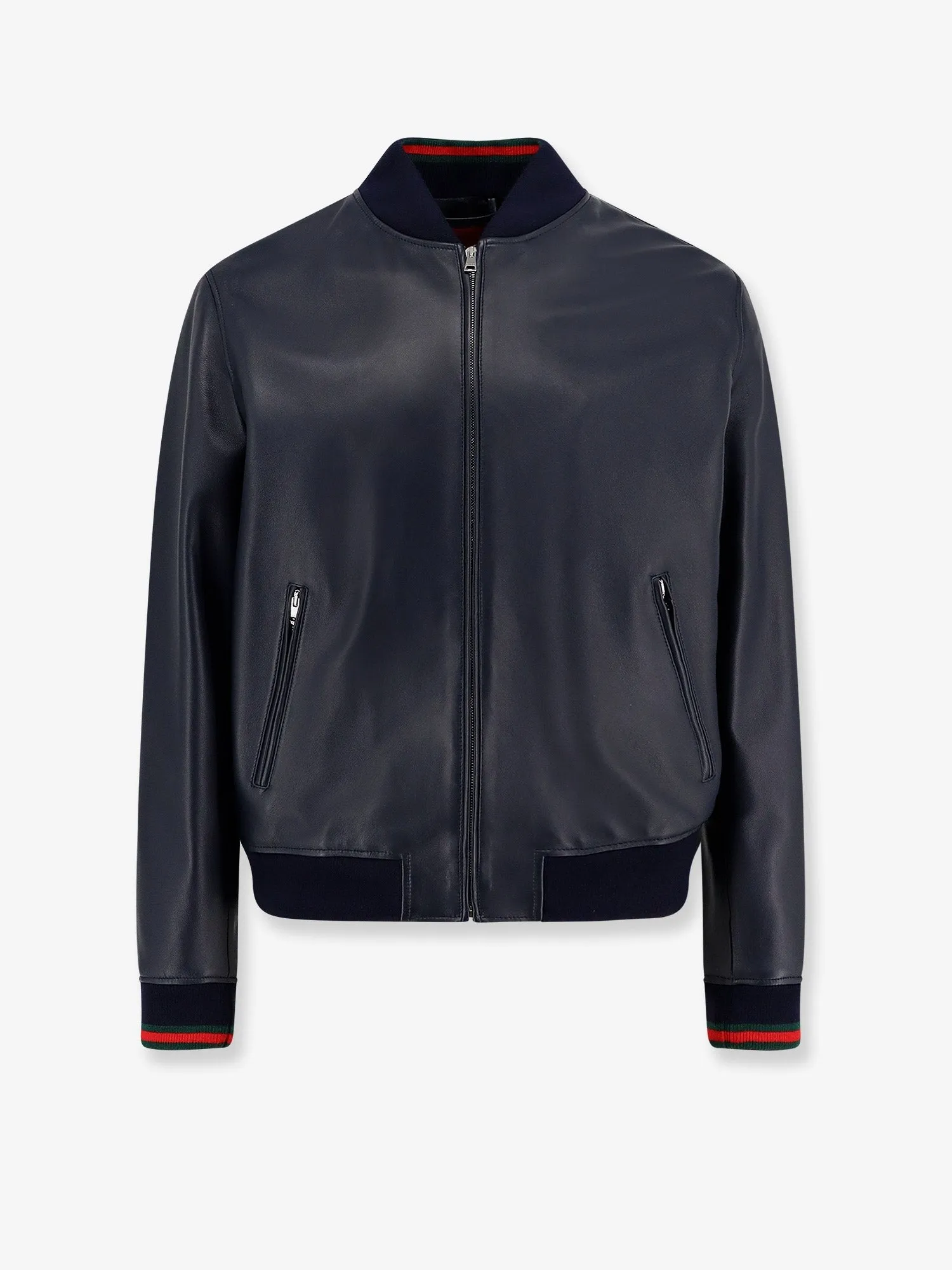 Gucci Leather Jacket witth Web details sold by Siebentaschen