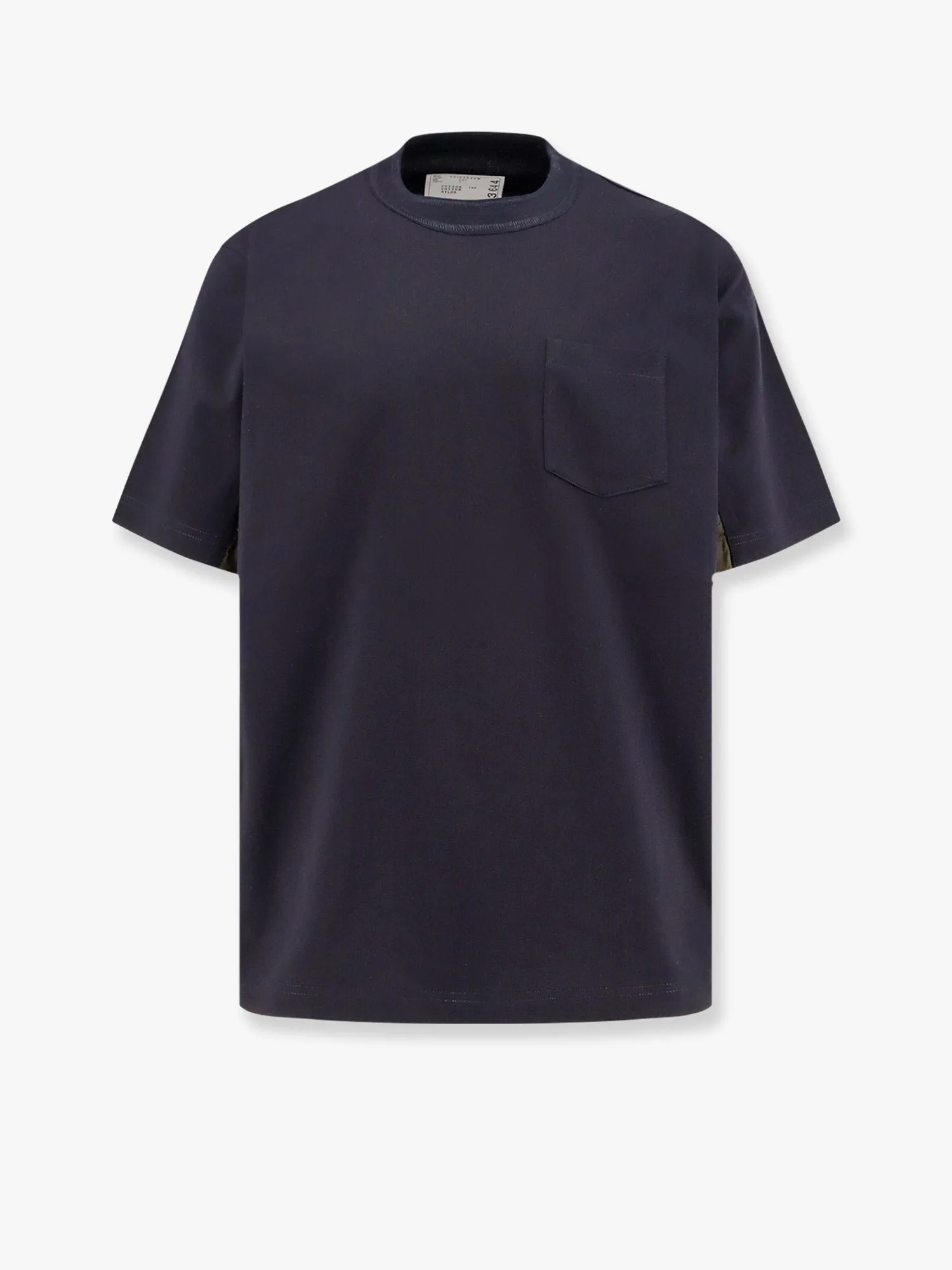 SACAI Cotton t-shirt with nylon inserts sold by Siebentaschen
