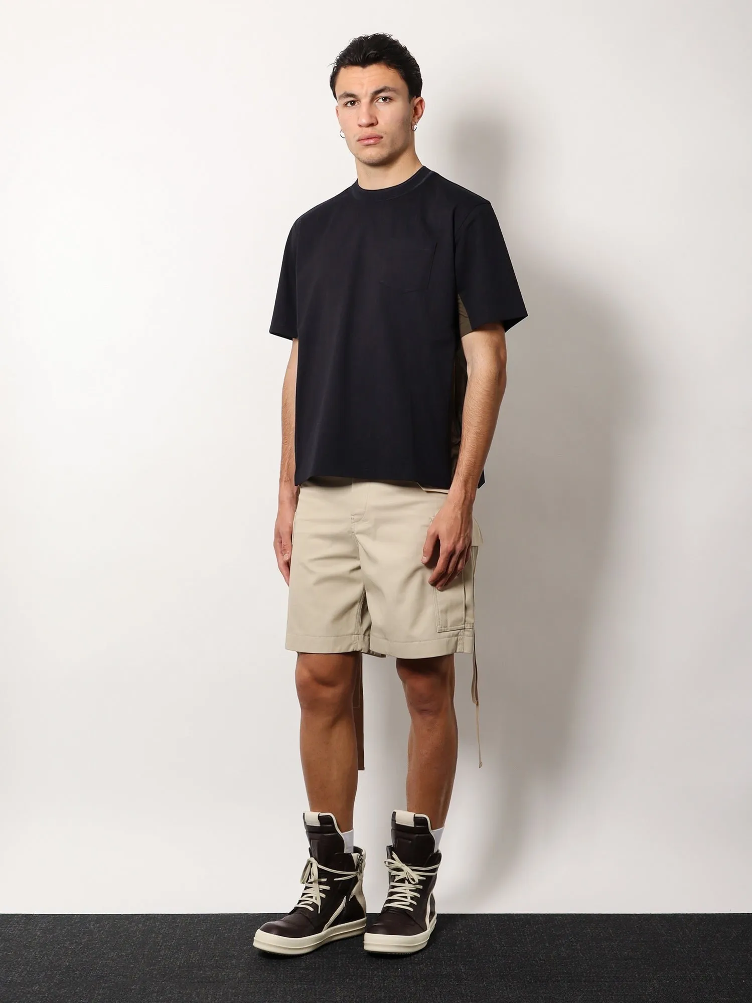 SACAI Cotton t-shirt with nylon inserts sold by Siebentaschen product image thumbnail 2