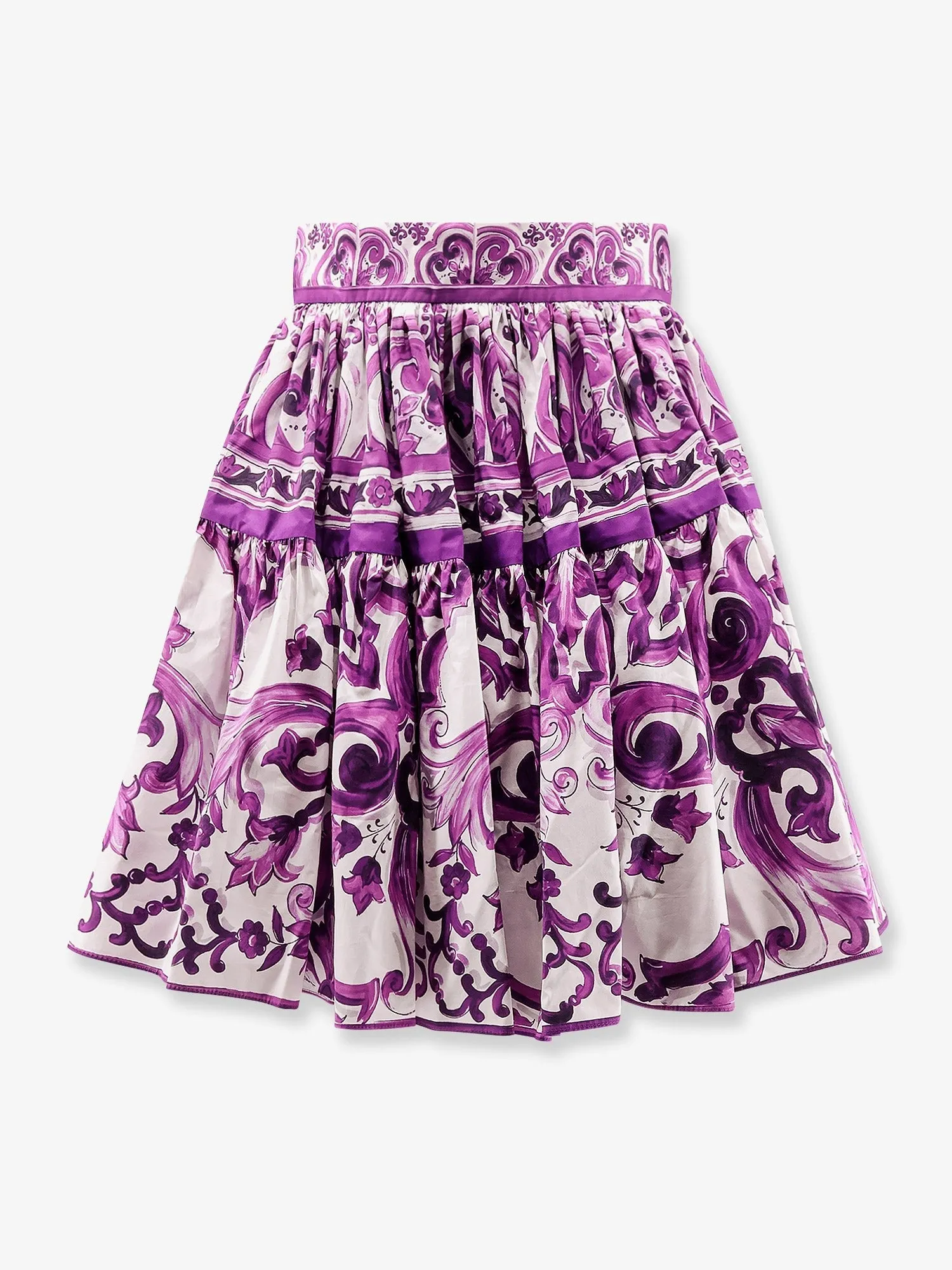 Dolce & Gabbana Maiolica cotton skirt with ruffles sold by Siebentaschen