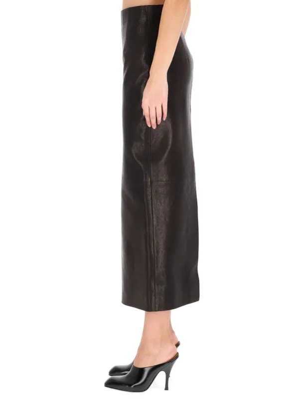 KHAITE LEATHER "LOXLEY" SKIRT made by KHAITE