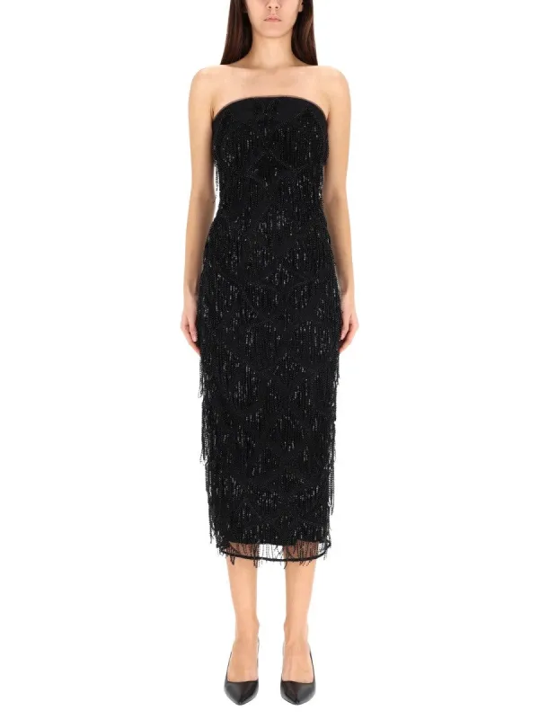 ROTATE BIRGER CHRISTENSEN MIDI DRESS WITH SEQUINS sold by Siebentaschen