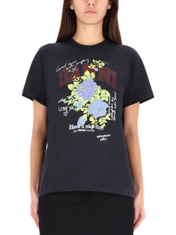 GANNI T-SHIRT "ROSE" sold by Siebentaschen