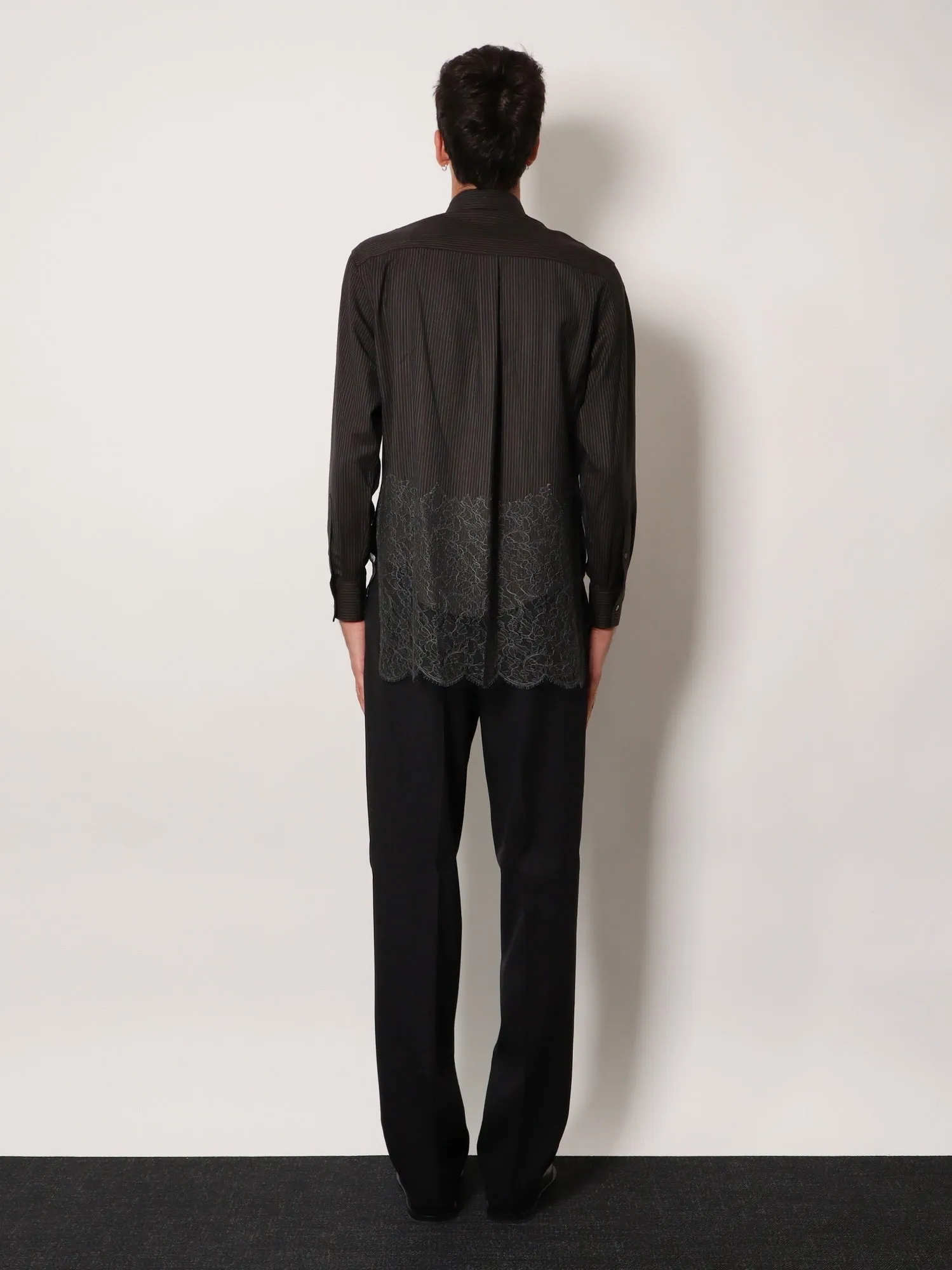 Fendi Pinstriped wool shirt with lace insert sold by Siebentaschen product image thumbnail 3