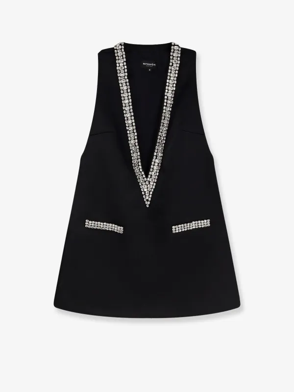 RETROFETE Nancie satin mini dress with rhinestones sold by Siebentaschen