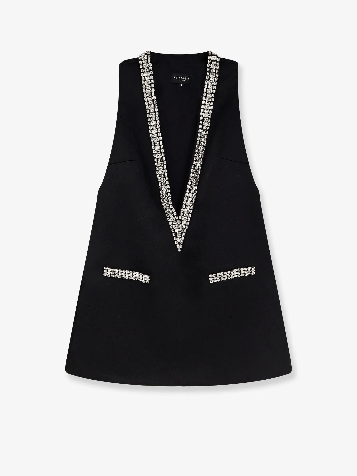 RETROFETE Nancie satin mini dress with rhinestones sold by Siebentaschen