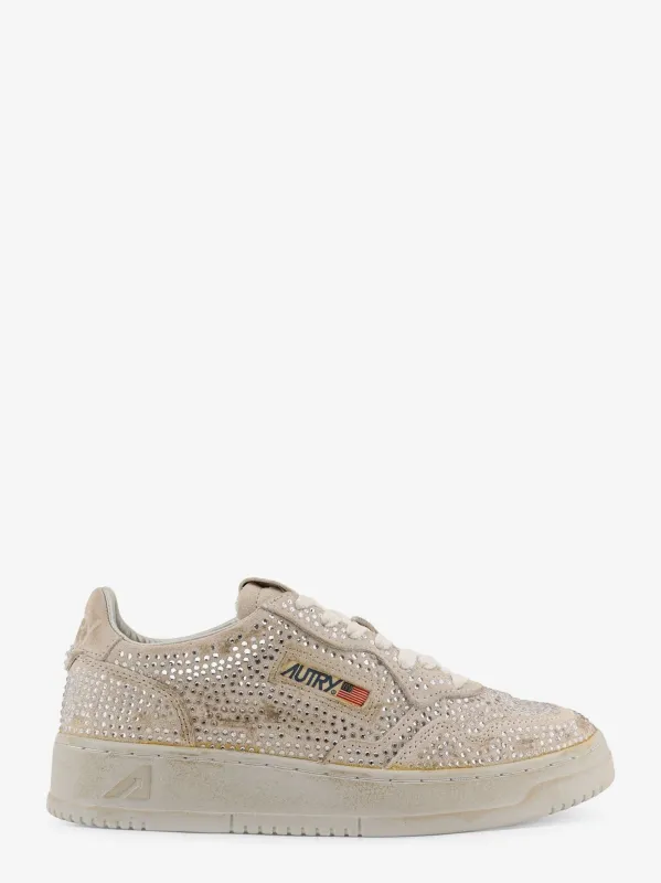 Autry Medalist Low suede sneakers with rhinestones sold by Siebentaschen