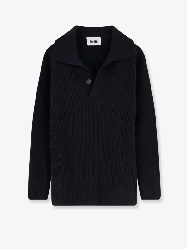 ALPHA-STUDIO Wool polo sweater sold by Siebentaschen