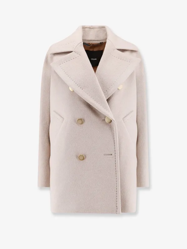 Max Mara Berta cashmere peacoat with gold metal buttons sold by Siebentaschen