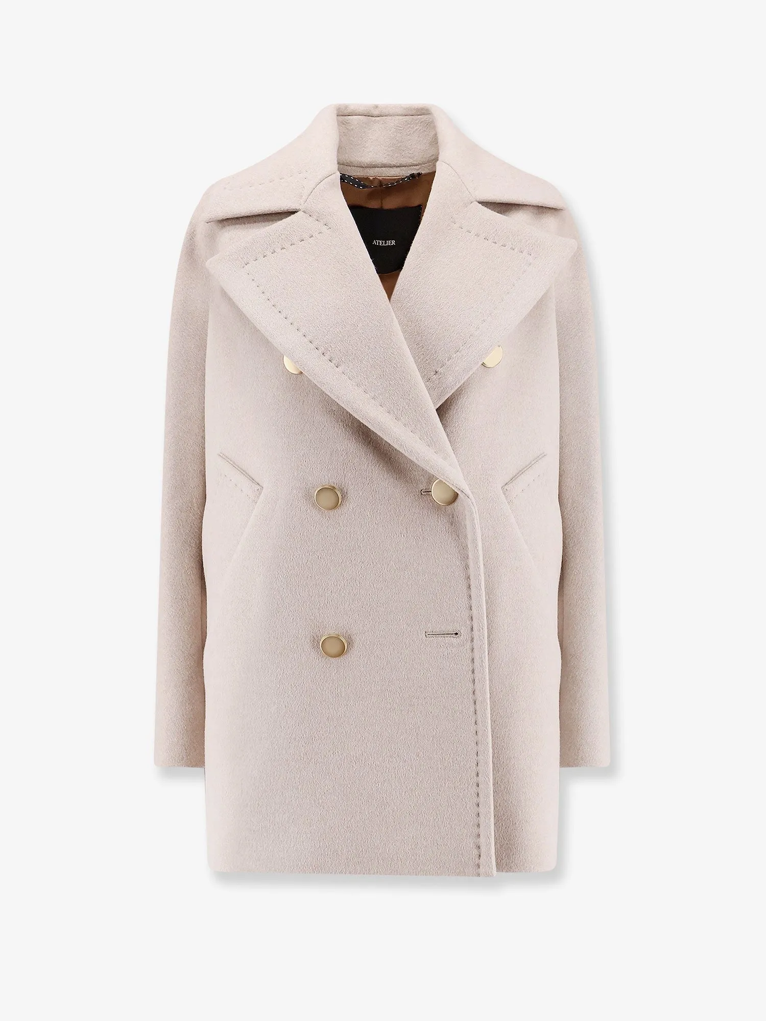 Max Mara Berta cashmere peacoat with gold metal buttons sold by Siebentaschen