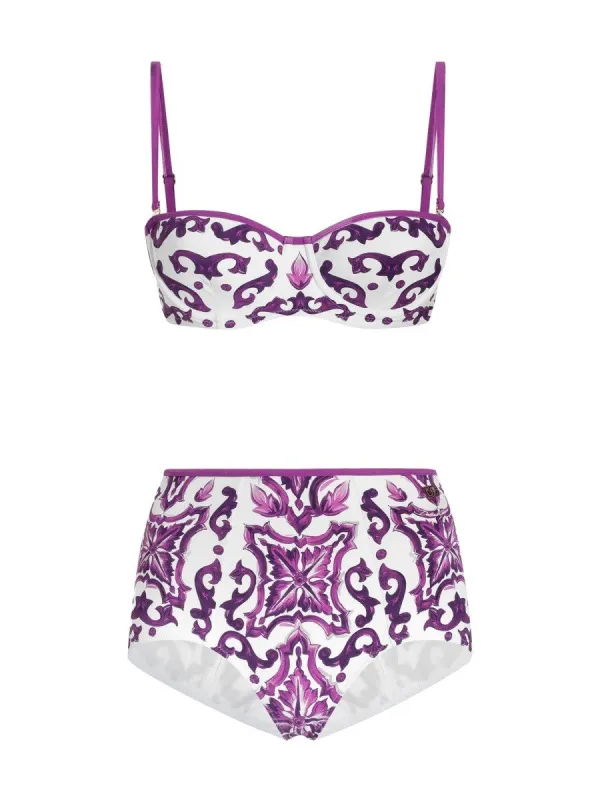 Dolce & Gabbana MAJOLICA PRINT BIKINI SWIMSUIT sold by Siebentaschen