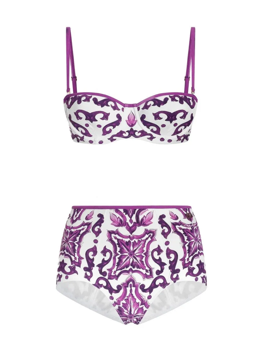 Dolce & Gabbana MAJOLICA PRINT BIKINI SWIMSUIT sold by Siebentaschen