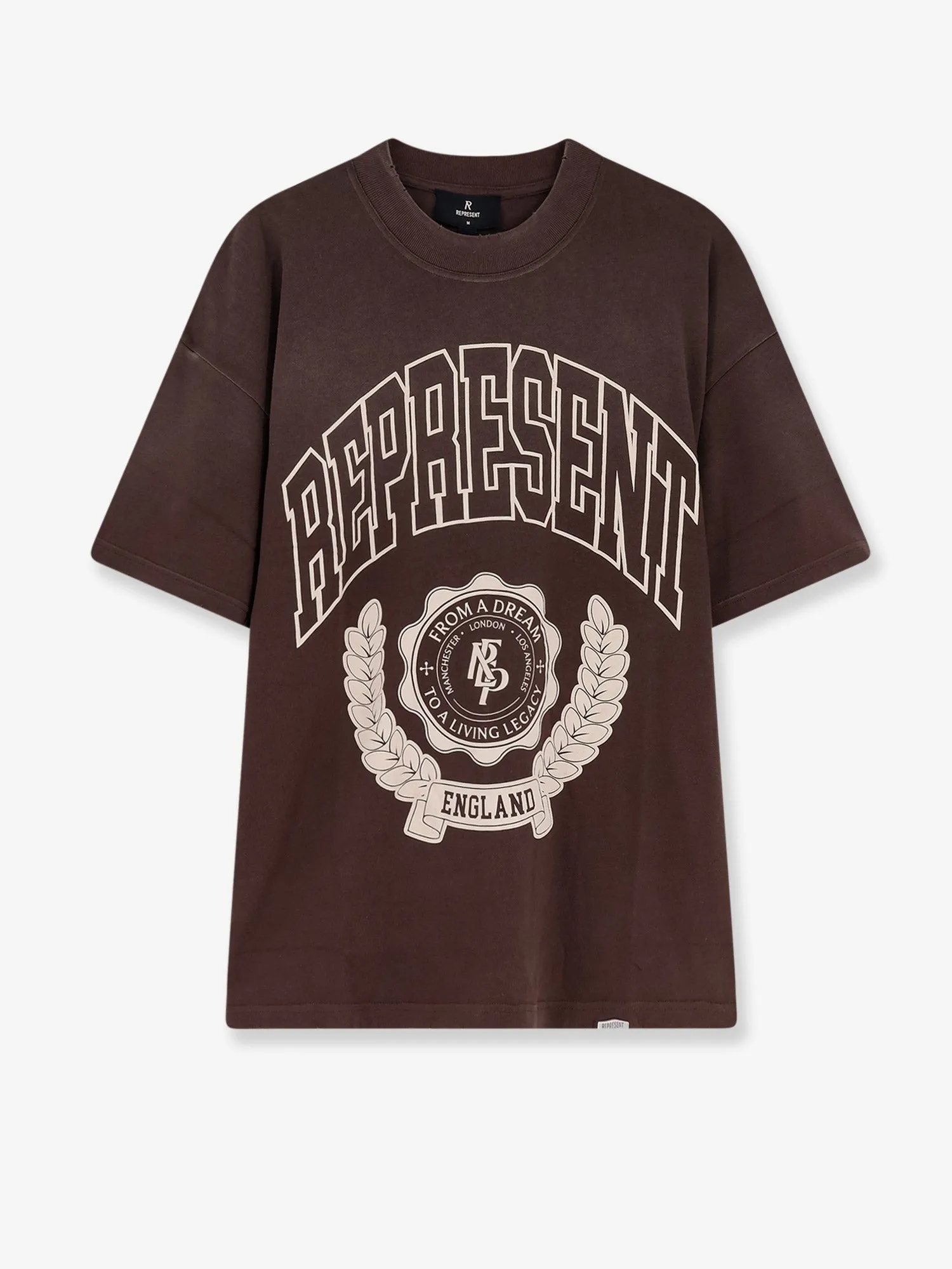 Represent Legacy Crest cotton T-shirt with distressed effect sold by Siebentaschen