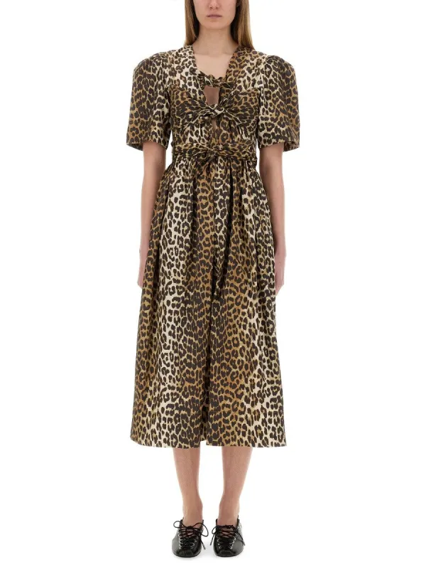 GANNI LEOPARD PRINT MIDI DRESS sold by Siebentaschen