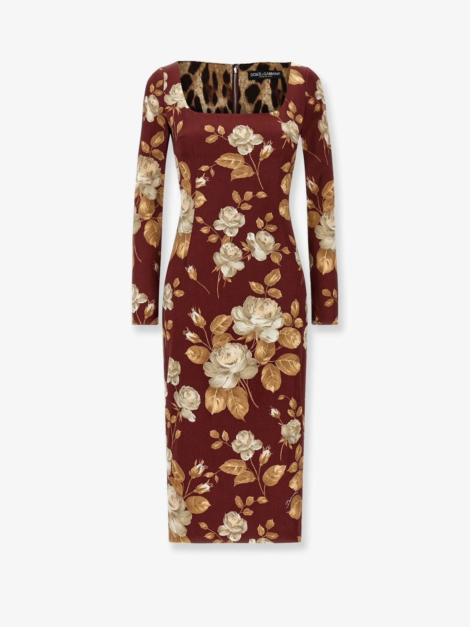 Dolce & Gabbana Vintage rose print satin midi pencil dress sold by Siebentaschen