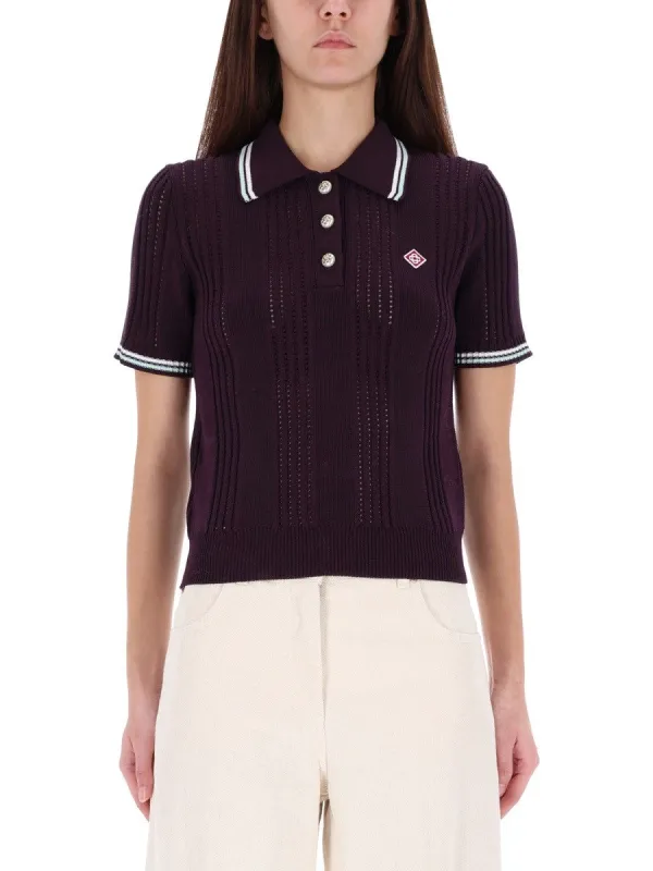 CASABLANCA COTTON KNIT POLO SHIRT sold by Siebentaschen