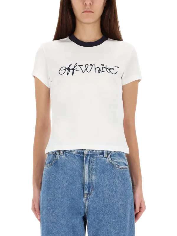 Off-white T-SHIRT WITH EMBROIDERED LOGO sold by Siebentaschen