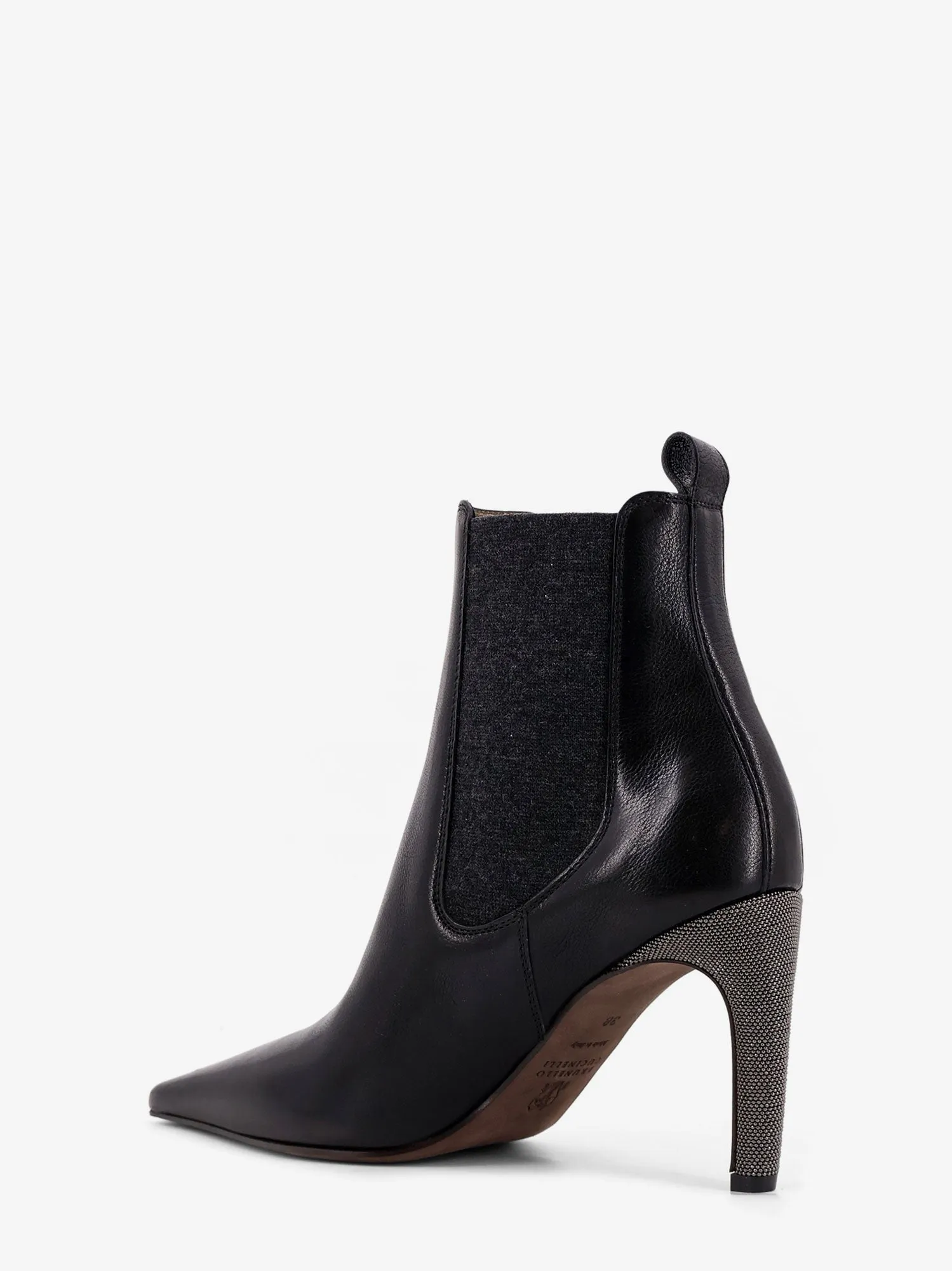 Brunello Cucinelli Leather boots with Monili detail on the heel sold by Siebentaschen product image thumbnail 3