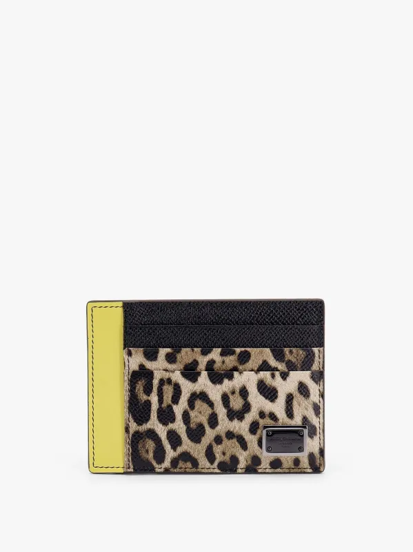Dolce & Gabbana Saffiano leather card holder with animalier insert sold by Siebentaschen