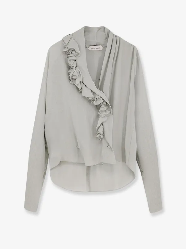 alberta ferretti Crepe shirt with rouches sold by Siebentaschen