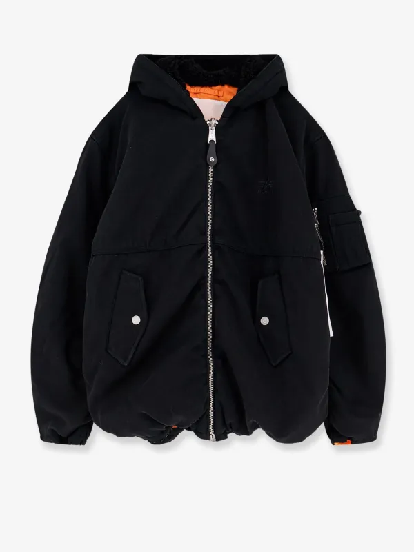 PURPLE BRAND Alpha X Purple Hooded reversible Bomber jacket sold by Siebentaschen