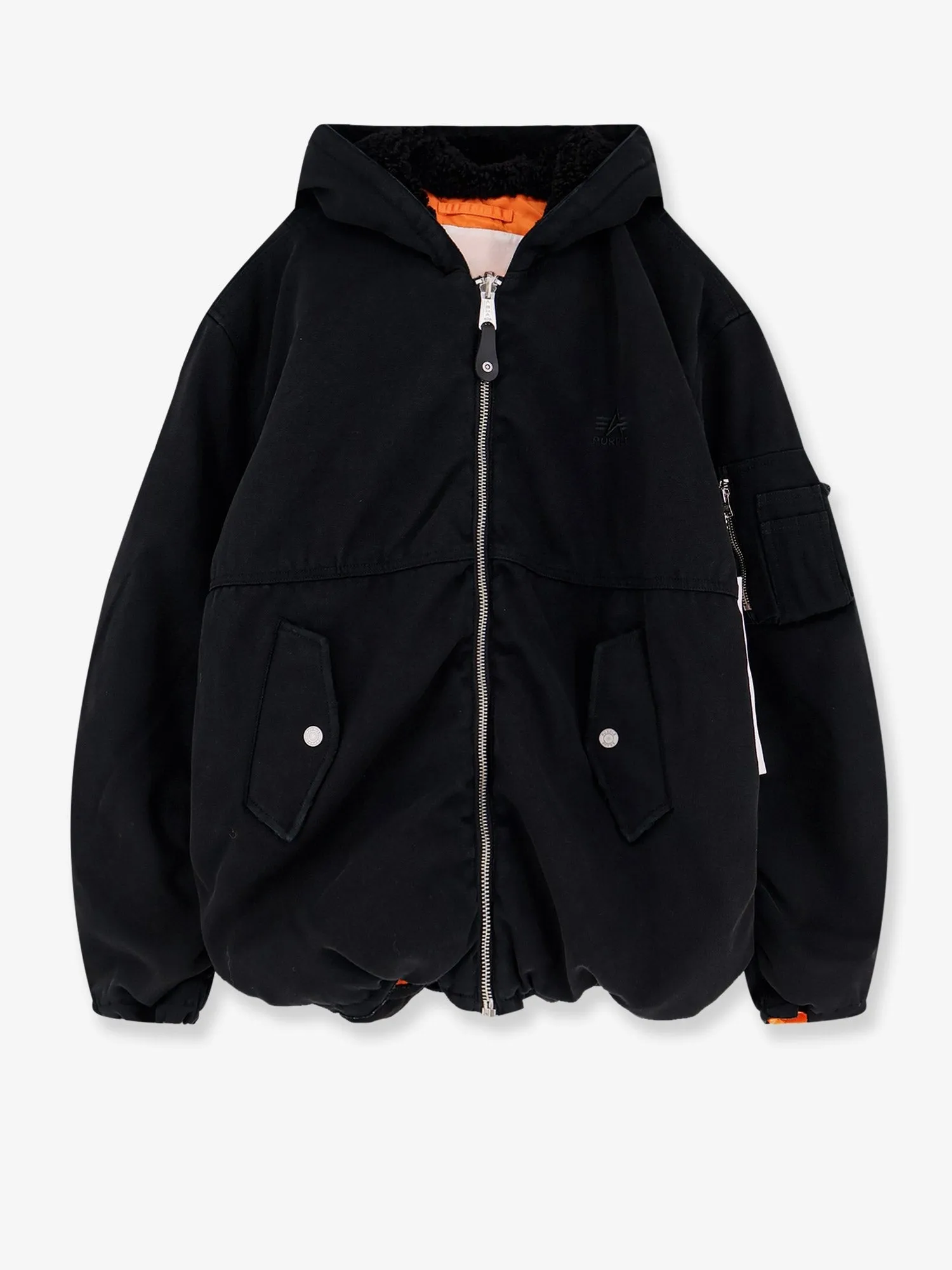 PURPLE BRAND Alpha X Purple Hooded reversible Bomber jacket sold by Siebentaschen