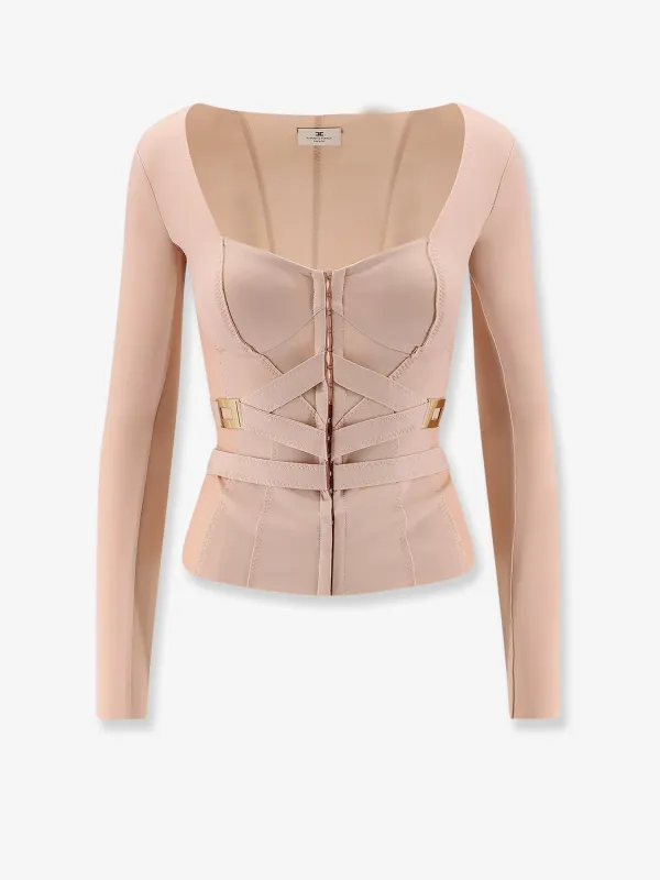 Elisabetta Franchi Stretch fabric top with metal details sold by Siebentaschen