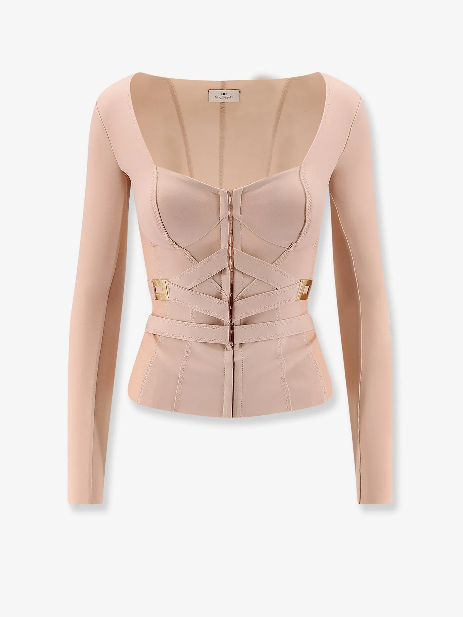 Elisabetta Franchi Stretch fabric top with metal details sold by Siebentaschen