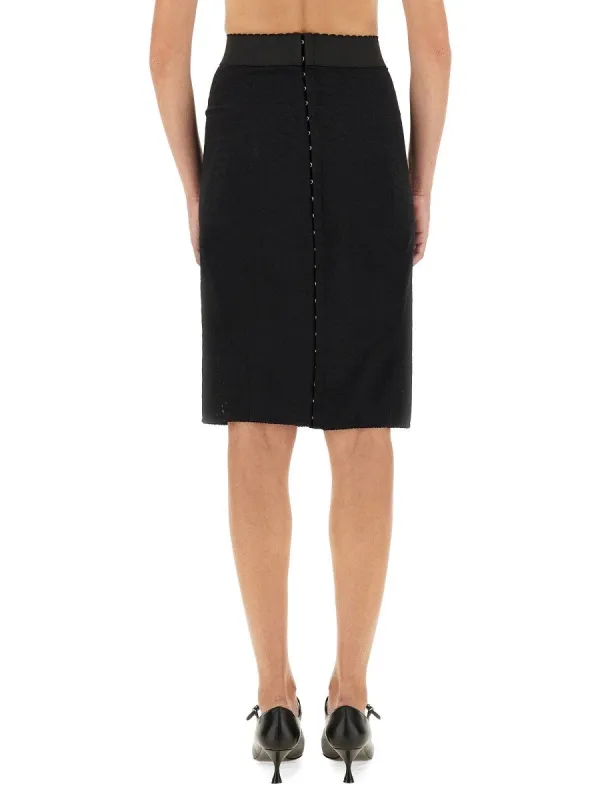 Dolce & Gabbana SATIN AND POWERNET MIDI SKIRT sold by Siebentaschen