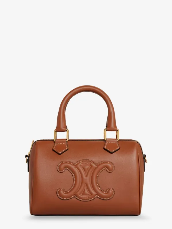 Celine Small Boston leather handbag with logo on the front sold by Siebentaschen