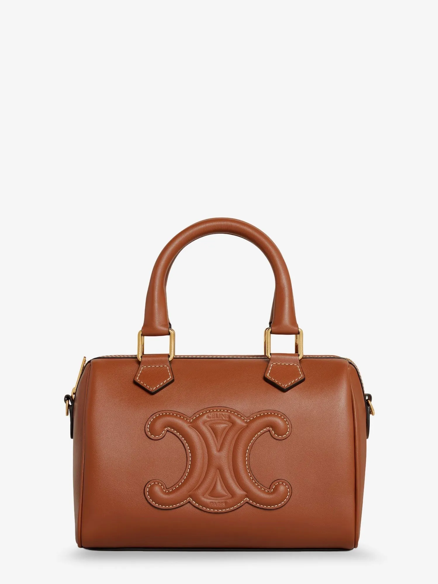 Celine Small Boston leather handbag with logo on the front sold by Siebentaschen