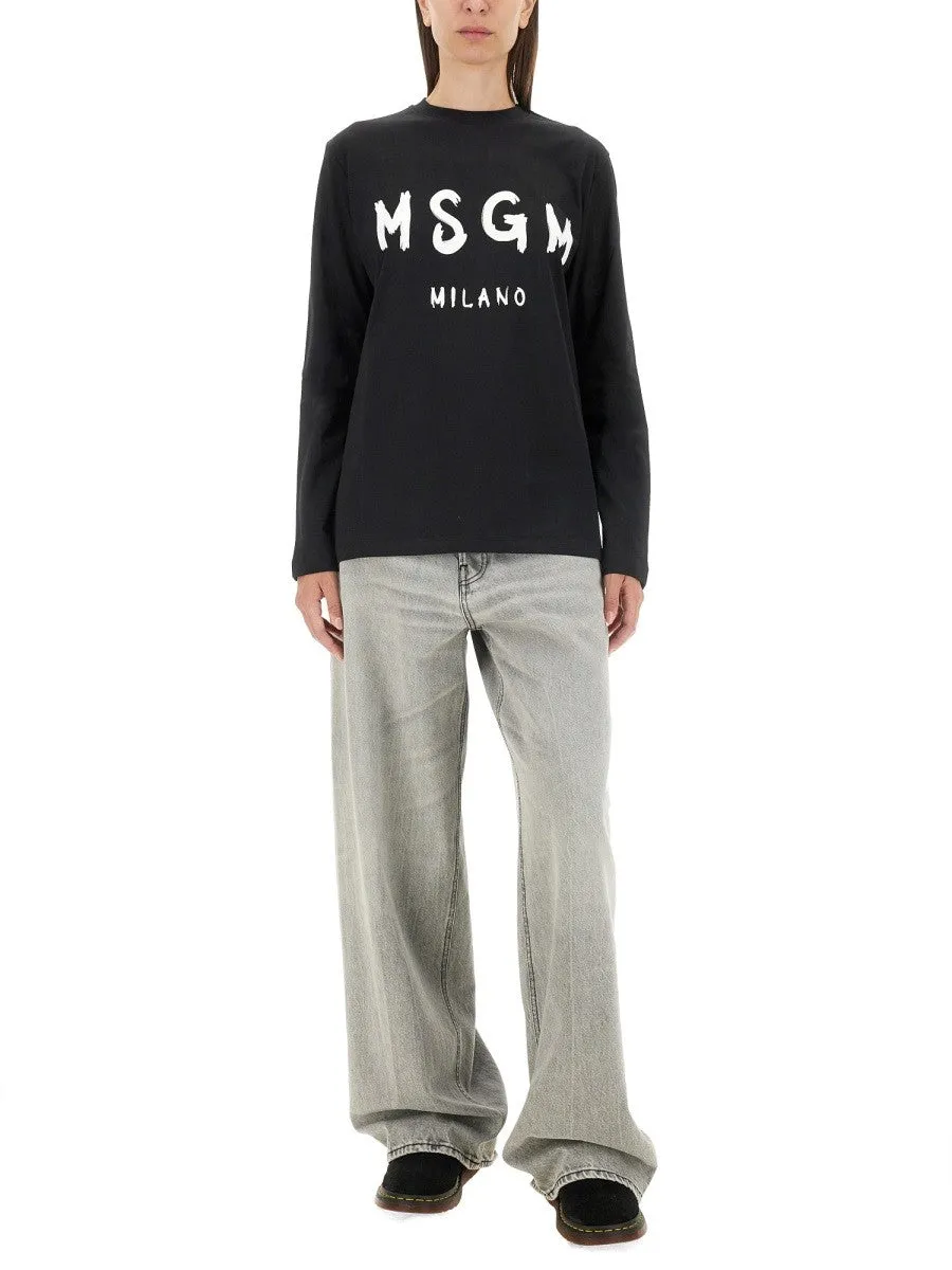 msgm T-SHIRT WITH BRUSHED LOGO sold by Siebentaschen product image thumbnail 4