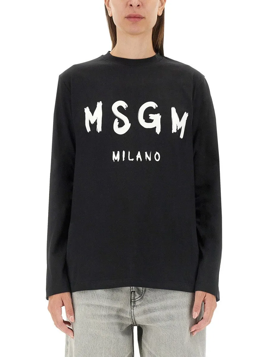 msgm T-SHIRT WITH BRUSHED LOGO sold by Siebentaschen product image thumbnail 3