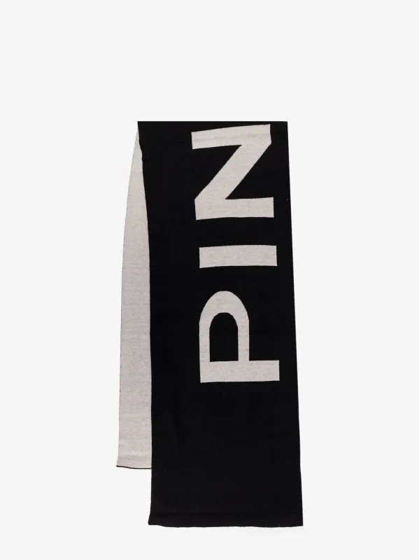 Pinko Merino wool scarf with printed logo sold by Siebentaschen