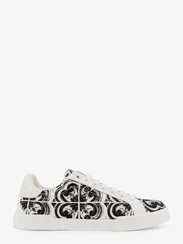 Dolce & Gabbana Portofino canvas sneakers with Maiolica print sold by Siebentaschen