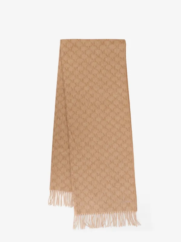 Max Mara Logo camel scarf with all-over logo made by MaxMara